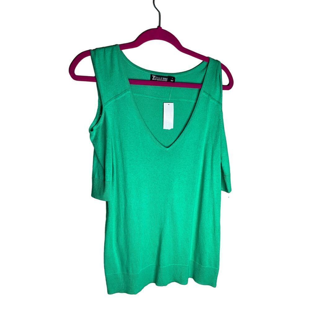 New York &‎ Company Sweater Cold Shoulder Knit Pullover Green Womens Large NWOT